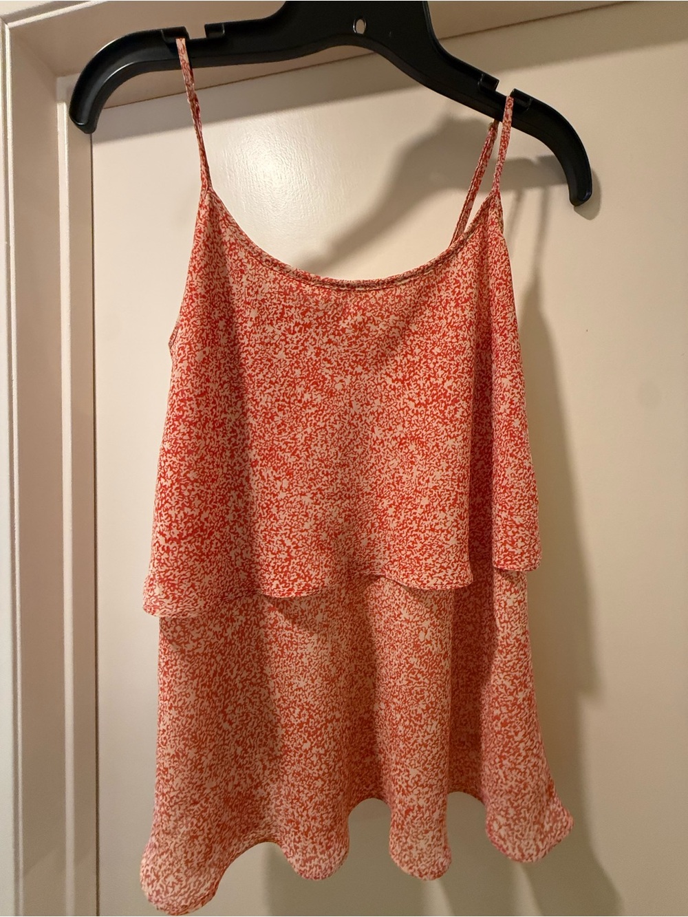 CAbi Coral Floral Tiered Spaghetti-Strap Camisole
